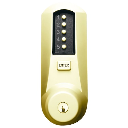 Dormakaba Cylindrical Combination Lever Lock, 2-3/8-in Backset, 1/2-in Throw Latch, KIL, Kaba 90 Keyway, Brass 5022XKWL-03-41